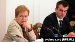 The head of Central Election Commission Lidziya Yarmoshyna (left)