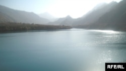 Tajikistan -- Panorama of water basin of Norak HPS, 11Nov2007