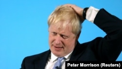 NORTHEM IRELAND - Boris Johnson, a leadership candidate for Britain's Conservative Party, gestures as he speaks during a hustings event in Belfast, Northern Ireland, July 2, 2019